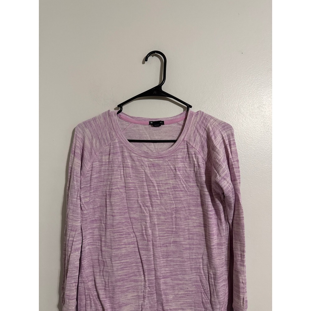 Champion Womens Purple Space Dye Long Sleeve Activewear Top Small Crew Neck - Picture 2 of 6